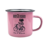 Enamel mug - pink girl on bicycle