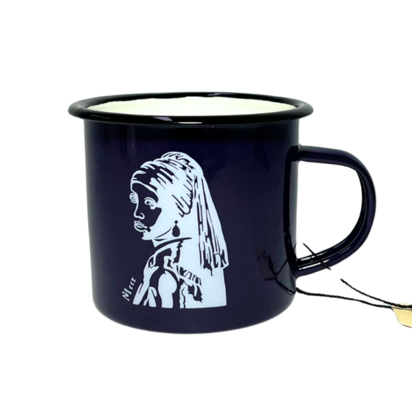 Enamel mug - girl with a pearl earring