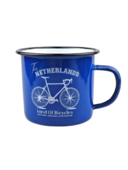  Emaille mok - Blauw met racefiets