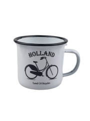  Emaille-Tasse – Weißes Oma-Fahrrad