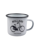  Emaille-Tasse – Weißes Oma-Fahrrad