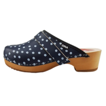 DINA Schwedische Clogs blau mit Punkten