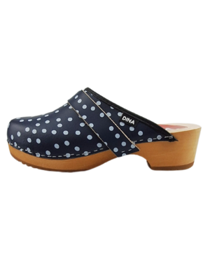 DINA Swedish clogs blue with dots