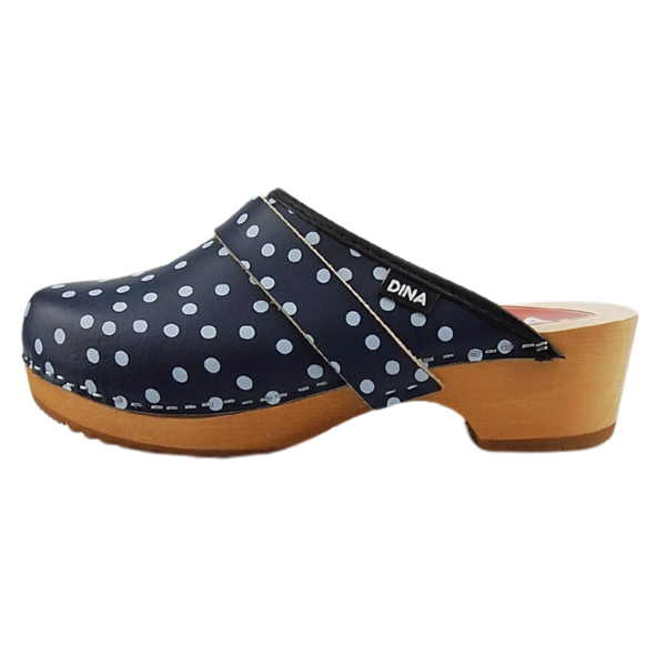 DINA Schwedische Clogs blau mit Punkten