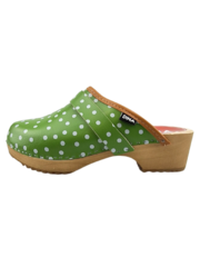 DINA Swedish clogs Green polka dots