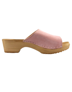 DINA Houten sandalen met suede leer - suede pastel roze