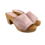 DINA Absatzschuhe – Pastellrosa – Wildleder – offene Zehenpartie