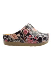 DINA floral panther clogs - plastic sole and medical footbed - by Dina