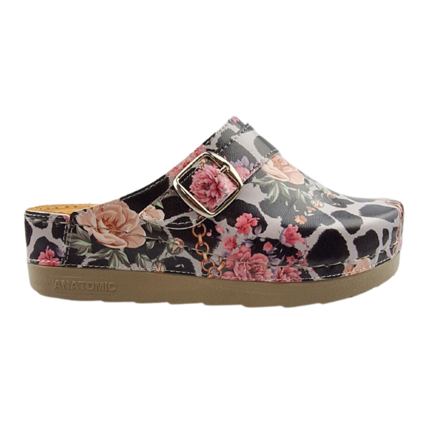 DINA floral leopard clogs - synthetic sole and medical footbed - by Dina