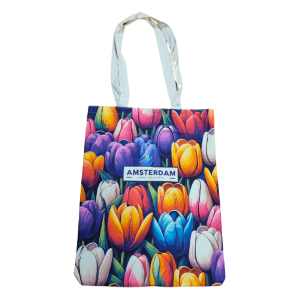 DINA Leinentasche - Amsterdam Tulpen