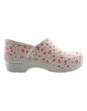 DINA Medizinische Clogs - Arbeitsclogs - Pflegeclogs - Dina Clogs - geschlossene Ferse - rosa Blumen