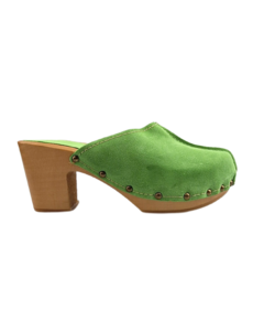 DINA Green hoge hak suede clogs Dina