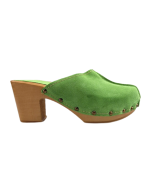 DINA Green hoge hak suede clogs Dina