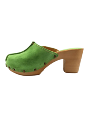 DINA Green high heel suede clogs @Dina