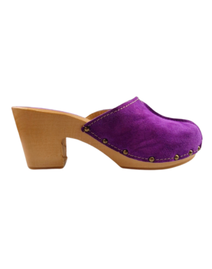 DINA Purple  hoge hak suede clogs Dina