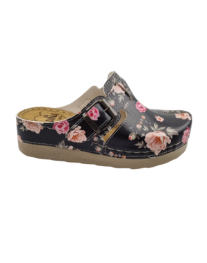 DINA Black Rose! - Clogs mit Synthetiksohle und medizinischem Fußbett - Dina Clogs