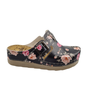DINA Black Rose! - clogs with synthetic sole and medical footbed - Dina clogs
