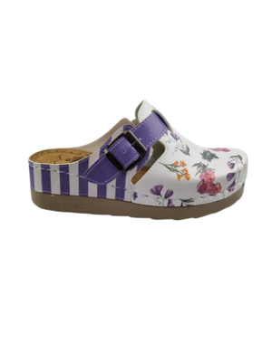 DINA Stripes and flowers - clogs with synthetic sole and medical footbed - Dina clogs