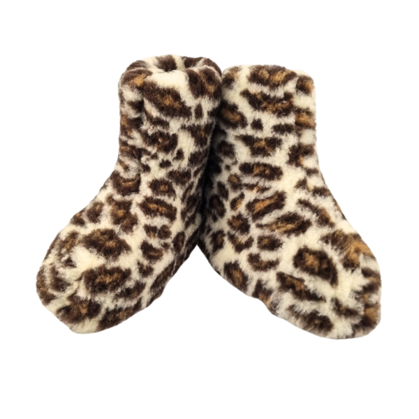 DINA  Warme Wollen Pantoffels – Panterprint Maat 36-43