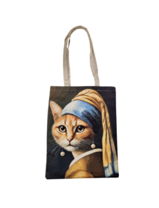 DINA canvas bag - kitty with the pearl