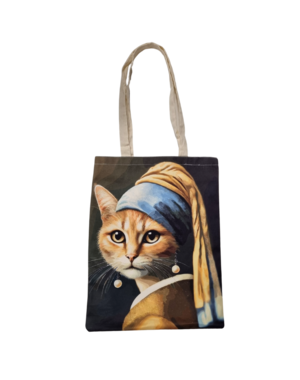DINA canvas tas - poesje met de parel