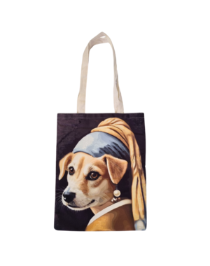 DINA canvas tas - hondje met de parel