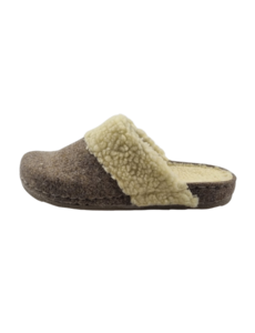 DINA Slip-on clogs with white wool collar - up to size 41