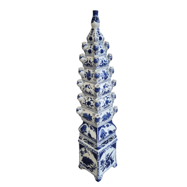 TRAA Delftsblauwe Piramide Vaas voor tulpen - 116cm hoog