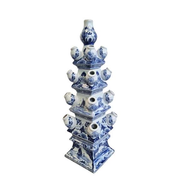 TRAA Delftsblauwe Piramide Vaas voor tulpen - 55cm hoog