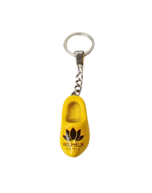 Clog-Schlüsselanhänger gelb mit Logo