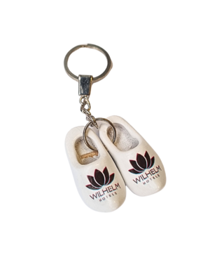 Schlüsselbund zwei Clogs weiß mit Logo