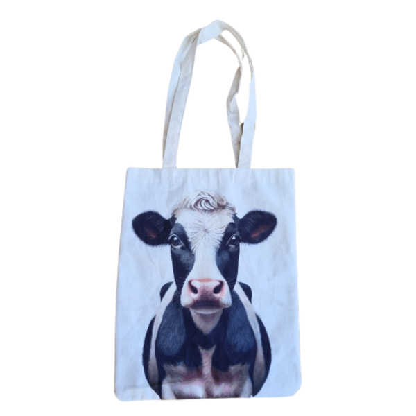 canvas tas - Nieuwsgierige Koe
