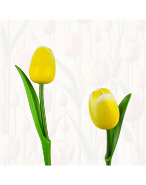  Hölzerne Tulpe gelb am Stiel mit Blatt 30 cm