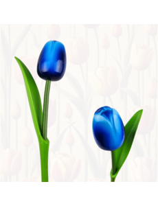  Houten tulp blauw op steel met blad 30cm