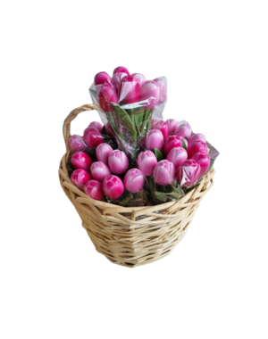  Boeket tulpjes 18cm lengte - roze tulpjes in mix