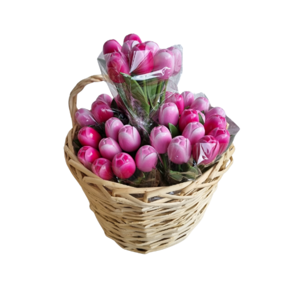 Boeket tulpjes 18cm lengte - roze tulpjes in mix