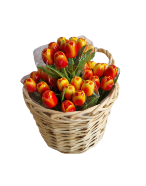 Tulpenstrauß 18cm Länge - rot/orange Tulpen im Mix