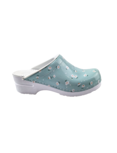 DINA Medizinische Clogs - Arbeitsclogs - Pflegeclogs - Dina Clogs - Blau mit Gänseblümchen