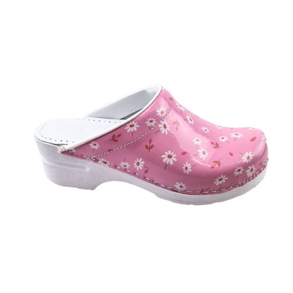 DINA Medische klompen - werkklompen - zorgklompen - Dina clogs - roze met madeliefjes
