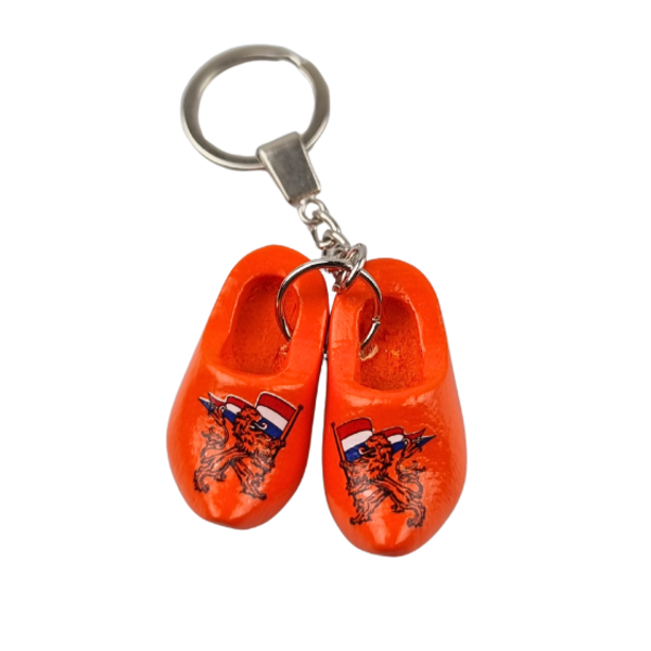 double clog key ring orange lion