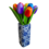 TRAA Delftsblauwe vaas vierkant met houten tulpen (9 stuks)
