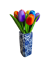 TRAA Delftsblauwe vaas vierkant met houten tulpen (9 stuks)