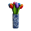 TRAA Delftsblauwe vaas vierkant met houten tulpen (9 stuks)