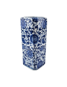 TRAA Delftsblauwe vaas 20cm hoog - vierkant
