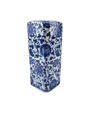 TRAA Delftsblauwe vaas 20cm hoog - vierkant