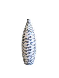 TRAA Keramieken Vaas met Delftsblauwe Visjes - 43cm hoog