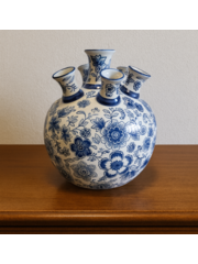 TRAA Traditionelle Delfter Blaue Tulpenvase, 37 cm hoch