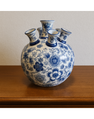 TRAA Traditionelle Delfter Blaue Tulpenvase, 37 cm hoch