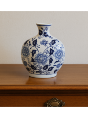 TRAA Delftsblauwe vaas bollend - 26cm hoog