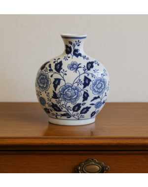 TRAA Delfter Blaue Vase, gebogen - 26 cm hoch